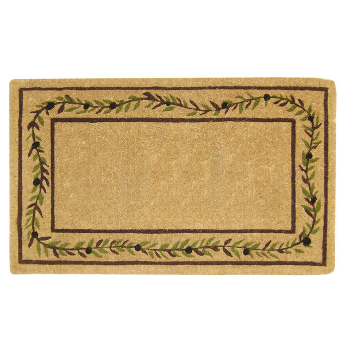 Heavy Duty Coir Doormat Olive Branch Border, Plain - 22" x 36"