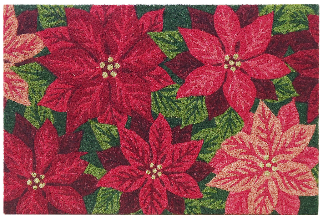 SuperScraper Vinyl Coir Doormat - Poinsettia 18" x 27"