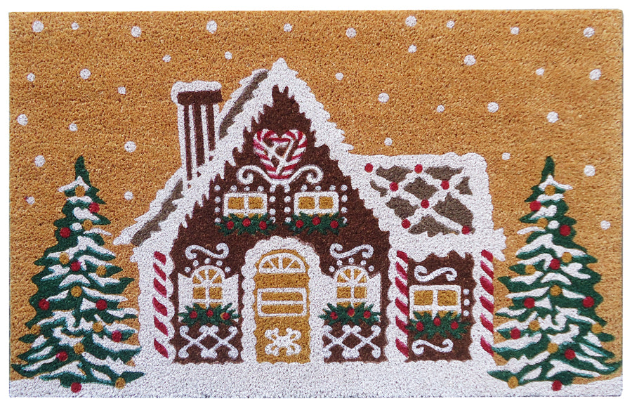 SuperScraper Vinyl Coir Doormat - Gingerbread House 22" x 36"