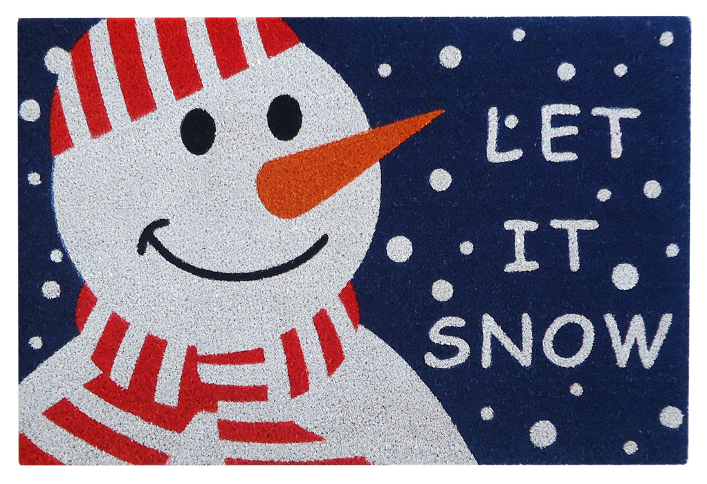 SuperScraper Vinyl Coir Doormat - Happy Snowman 24" x 36"