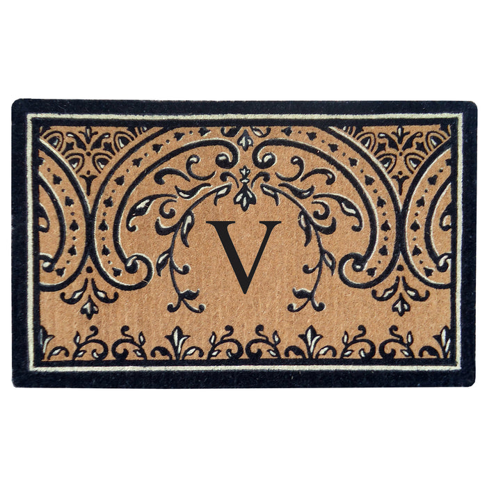 Heavy Duty Coco Mat Easton, Monogram V - 24" x 39"