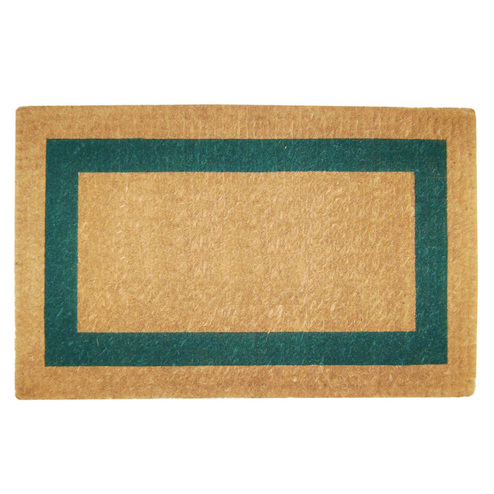 Heavy Duty Coir Door Mat Single Picture Frame, Plain - Green 22" x 36"