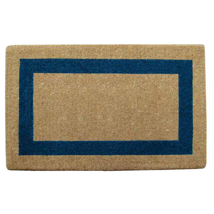 Heavy Duty Coir Door Mat Single Picture Frame, Plain - Blue 22" x 36"