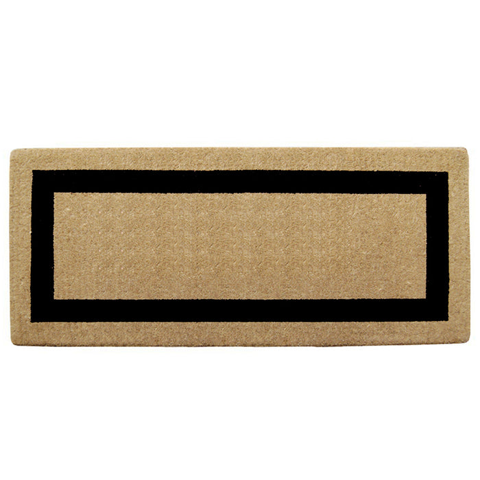 Heavy Duty Coir Door Mat Single Picture Frame, Plain - Black 24" x 57"