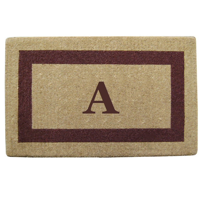 Heavy Duty Coir Doormat Single Picture Frame, Monogram A - Brown 22" x 36"