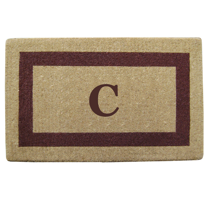 Heavy Duty Coir Doormat Single Picture Frame, Monogram C - Brown 22" x 36"