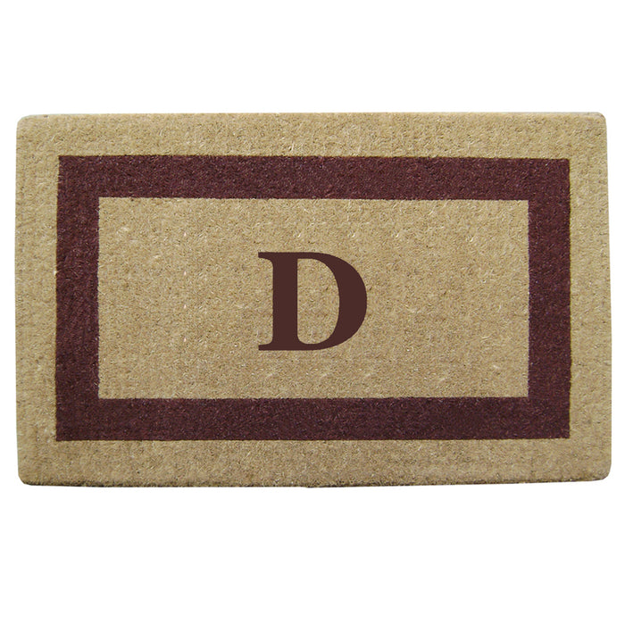 Heavy Duty Coir Doormat Single Picture Frame, Monogram D - Brown 22" x 36"