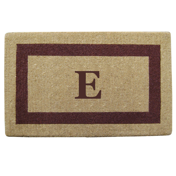 Heavy Duty Coir Doormat Single Picture Frame, Monogram E - Brown 22" x 36"