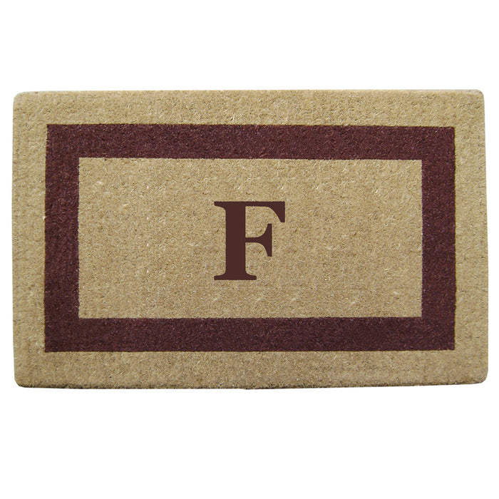 Heavy Duty Coir Doormat Single Picture Frame, Monogram F - Brown 22" x 36"