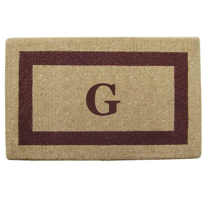 Heavy Duty Coir Doormat Single Picture Frame, Monogram G - Brown 22" x 36"