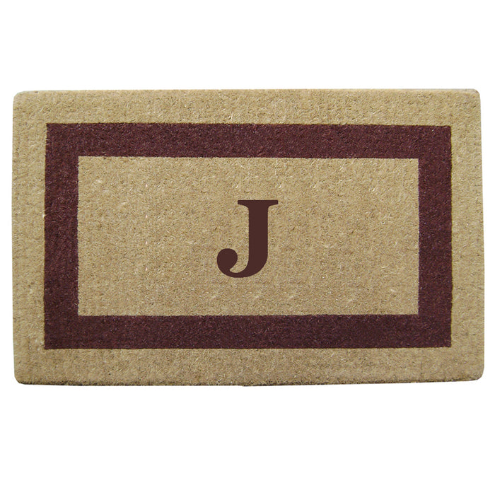 Heavy Duty Coir Doormat Single Picture Frame, Monogram J - Brown 22" x 36"