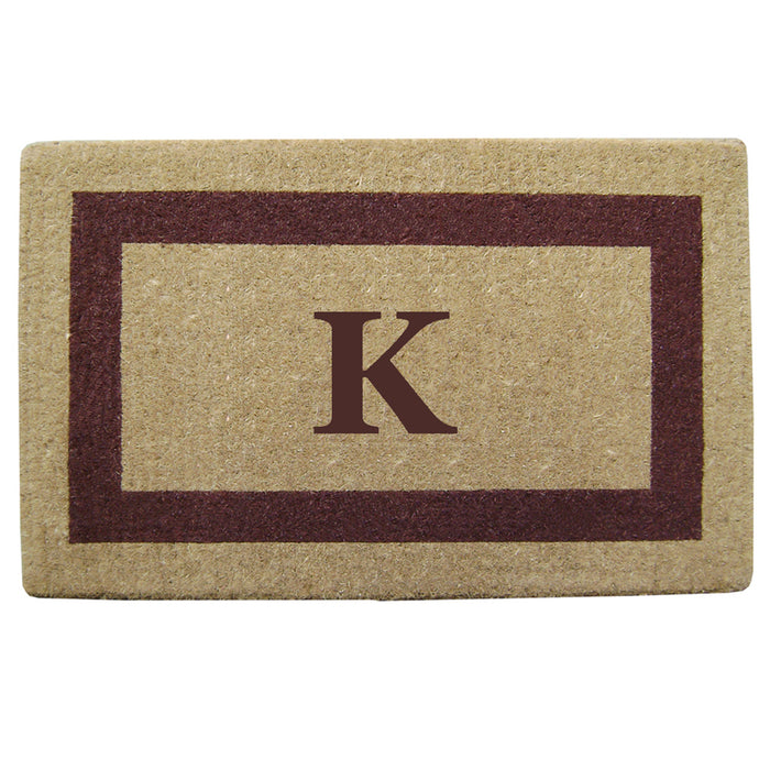 Heavy Duty Coir Doormat Single Picture Frame, Monogram K - Brown 22" x 36"