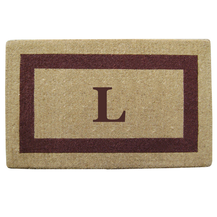 Heavy Duty Coir Doormat Single Picture Frame, Monogram L - Brown 22" x 36"