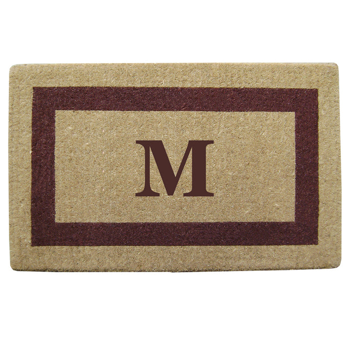 Heavy Duty Coir Doormat Single Picture Frame, Monogram M - Brown 22" x 36"