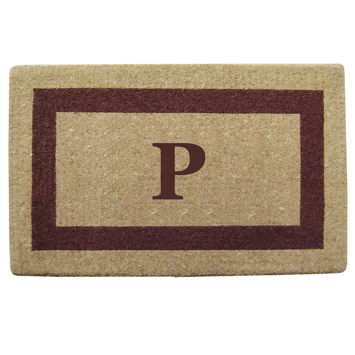 Heavy Duty Coir Doormat Single Picture Frame, Monogram P - Brown 22" x 36"