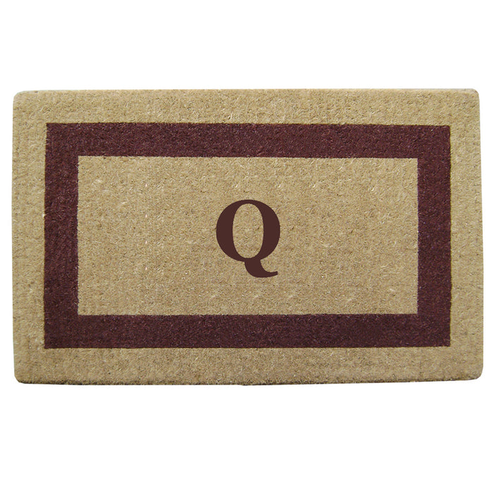 Heavy Duty Coir Doormat Single Picture Frame, Monogram Q - Brown 22" x 36"