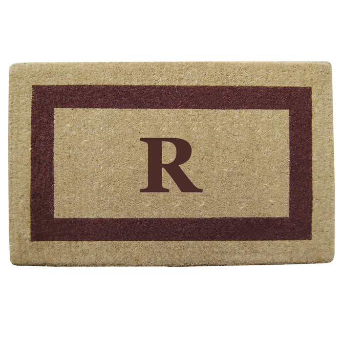 Heavy Duty Coir Doormat Single Picture Frame, Monogram R - Brown 22" x 36"