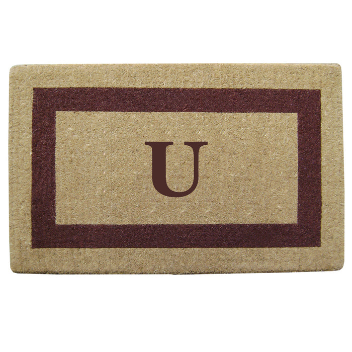 Heavy Duty Coir Doormat Single Picture Frame, Monogram U - Brown 22" x 36"