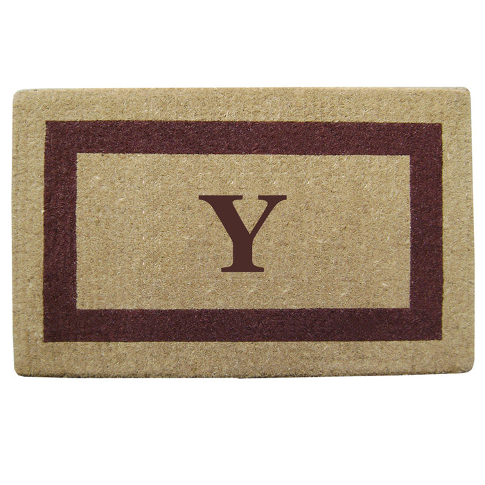 Heavy Duty Coir Doormat Single Picture Frame, Monogram Y - Brown 22" x 36"