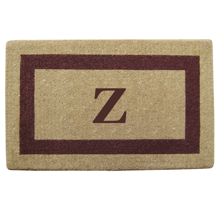 Heavy Duty Coir Doormat Single Picture Frame, Monogram Z - Brown 22" x 36"