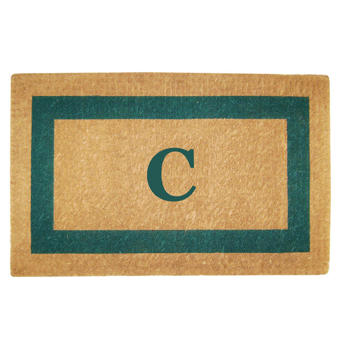 Heavy Duty Coir Door Mat Single Picture Frame, Monogram C - Green 22" x 36"