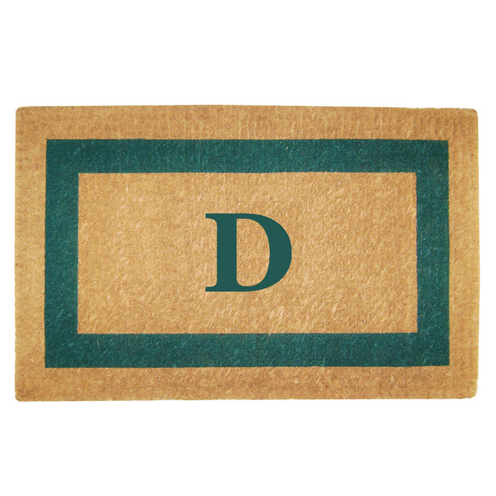 Heavy Duty Coir Door Mat Single Picture Frame, Monogram D - Green 22" x 36"