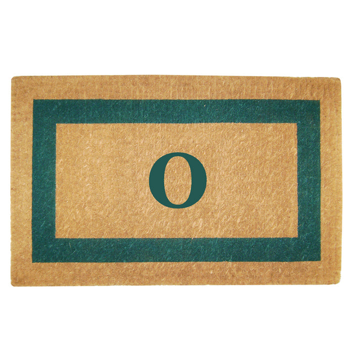 Heavy Duty Coir Door Mat Single Picture Frame, Monogram O - Green 22" x 36"