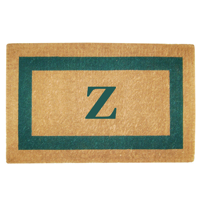 Heavy Duty Coir Door Mat Single Picture Frame, Monogram Z - Green 22" x 36"