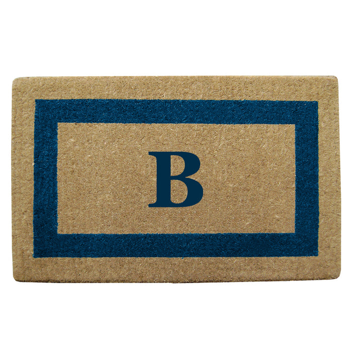 Heavy Duty Coir Door Mat Single Picture Frame, Monogram B - Blue 22" x 36"