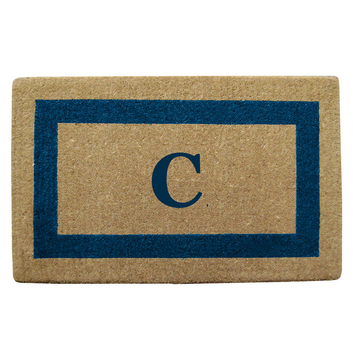 Heavy Duty Coir Door Mat Single Picture Frame, Monogram C - Blue 22" x 36"