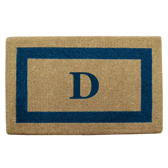 Heavy Duty Coir Door Mat Single Picture Frame, Monogram D - Blue 22" x 36"