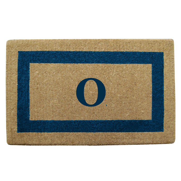 Heavy Duty Coir Door Mat Single Picture Frame, Monogram O - Blue 22" x 36"