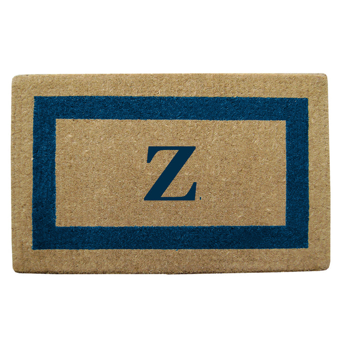 Heavy Duty Coir Door Mat Single Picture Frame, Monogram Z - Blue 22" x 36"