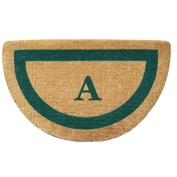 Heavy Duty Coir Door Mat Single Picture Frame, Monogram A - Green 22" x 36"