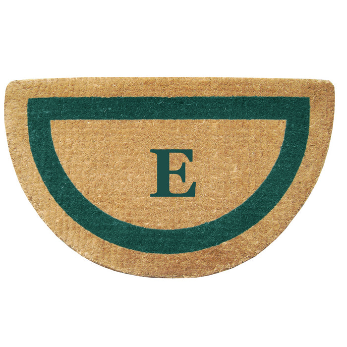 Heavy Duty Coir Door Mat Single Picture Frame, Monogram E - Green 22" x 36"