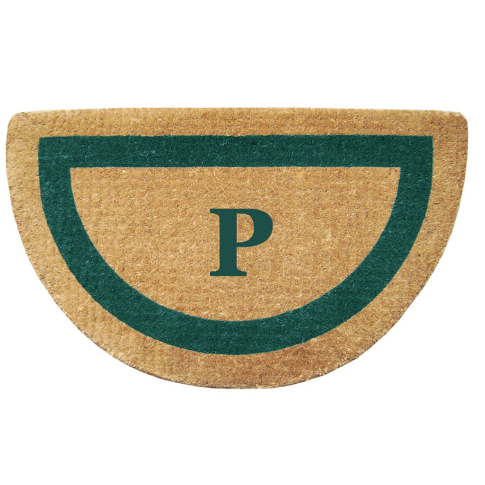 Heavy Duty Coir Door Mat Single Picture Frame, Monogram - Green 22" x 36"
