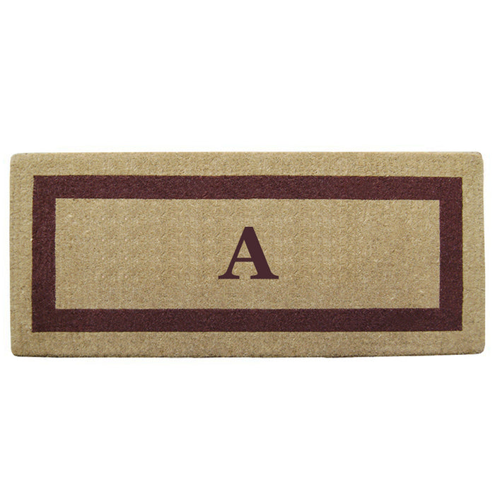 Heavy Duty Coir Door Mat Single Picture Frame, Monogram A - Brown 24" x 57"