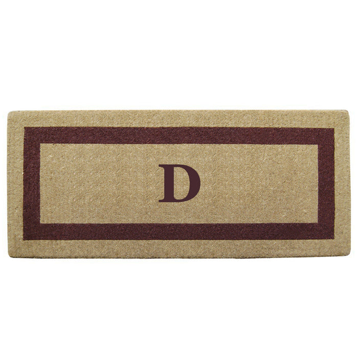 Heavy Duty Coir Door Mat Single Picture Frame, Monogram D - Brown 24" x 57"