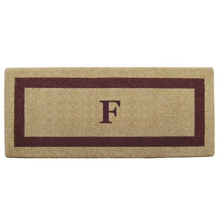 Heavy Duty Coir Door Mat Single Picture Frame, Monogram F - Brown 24" x 57"