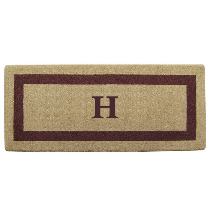 Heavy Duty Coir Door Mat Single Picture Frame, Monogram H - Brown 24" x 57"