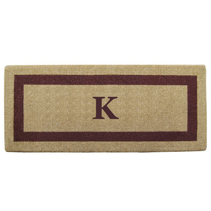 Heavy Duty Coir Door Mat Single Picture Frame, Monogram K - Brown 24" x 57"