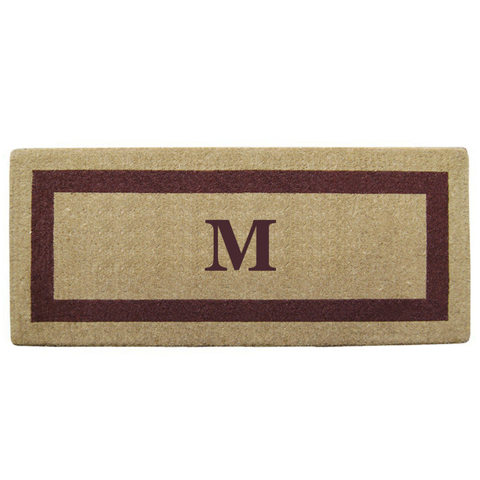 Heavy Duty Coir Door Mat Single Picture Frame, Monogram M - Brown 24" x 57"