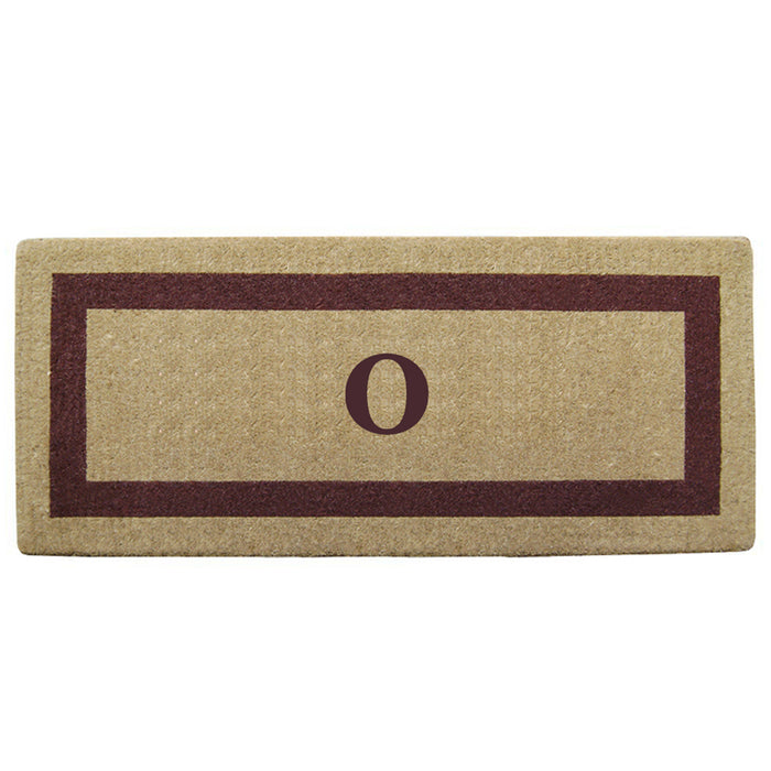 Heavy Duty Coir Door Mat Single Picture Frame, Monogram O - Brown 24" x 57"