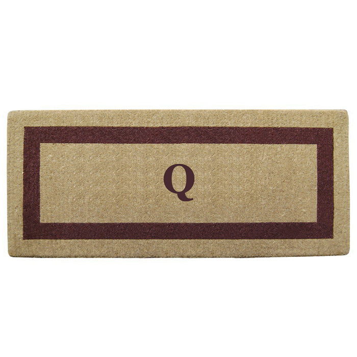 Heavy Duty Coir Door Mat Single Picture Frame, Monogram Q - Brown 24" x 57"