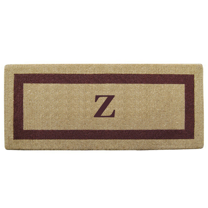 Heavy Duty Coir Door Mat Single Picture Frame, Monogram Z - Brown 24" x 57"