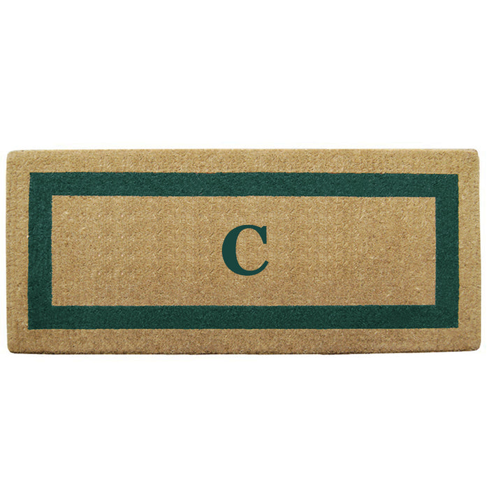 Heavy Duty Coir Door Mat Single Picture Frame, Monogram C - Green 24" x 57"