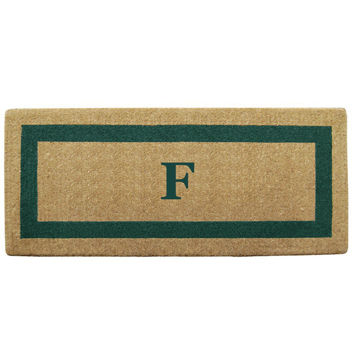 Heavy Duty Coir Door Mat Single Picture Frame, Monogram - Green 24" x 57"