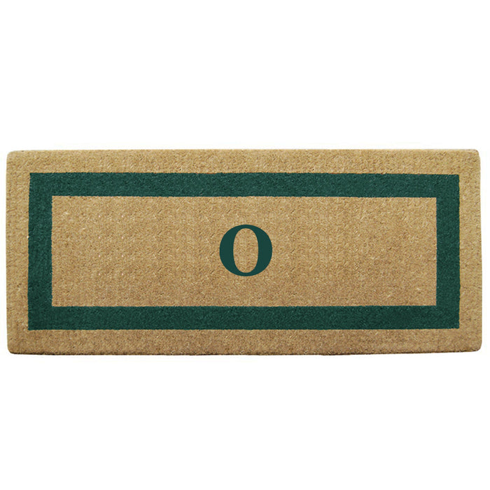 Heavy Duty Coir Door Mat Single Picture Frame, Monogram - Green 24" x 57"