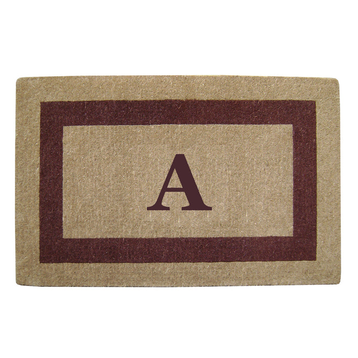 Heavy Duty Coir Door Mat Single Picture Frame, Monogram A - Brown 30" x 48"