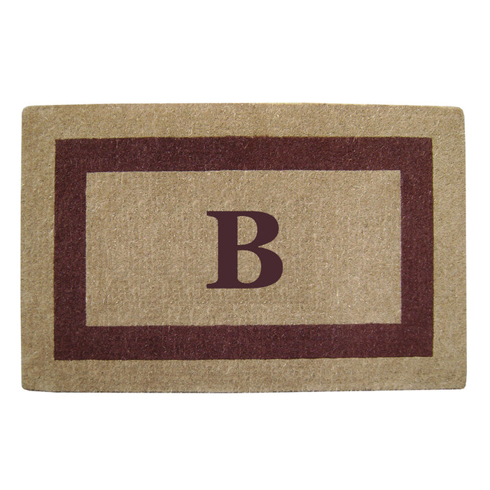 Heavy Duty Coir Door Mat Single Picture Frame, Monogram B - Brown 30" x 48"